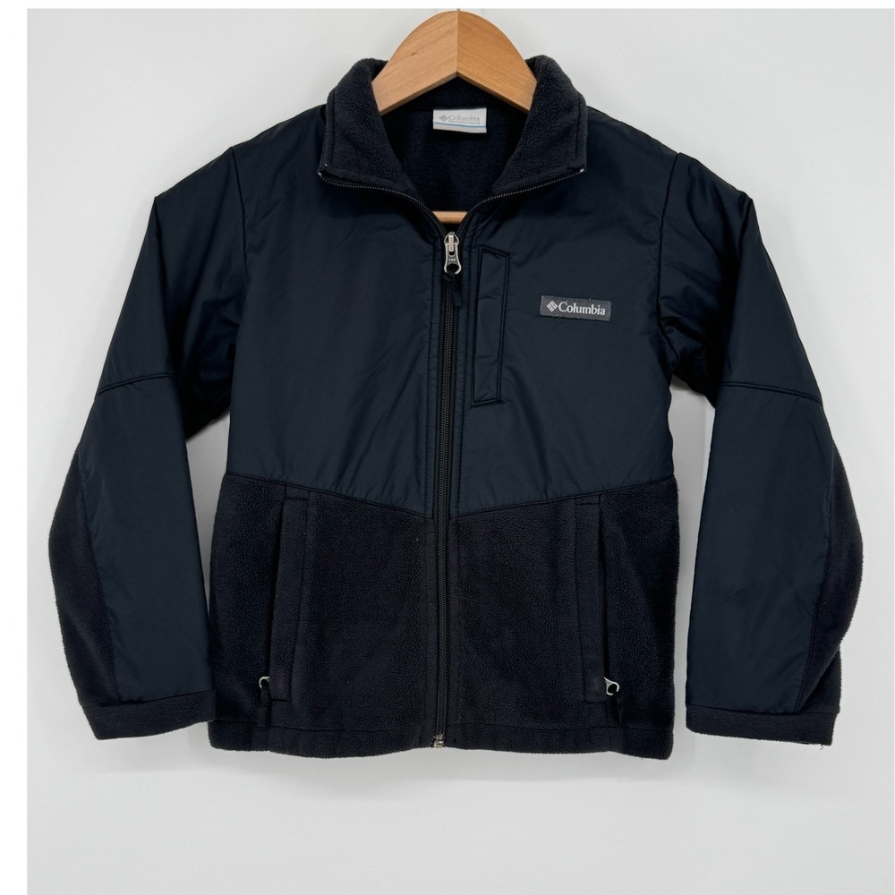 Columbia Kids Black Hybrid Fleece Nylon Full Zip Jacket Size S 8 XY2733